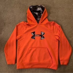 Under Armour Youth Large Hooded Orange Sweatshirt with Gray Accents